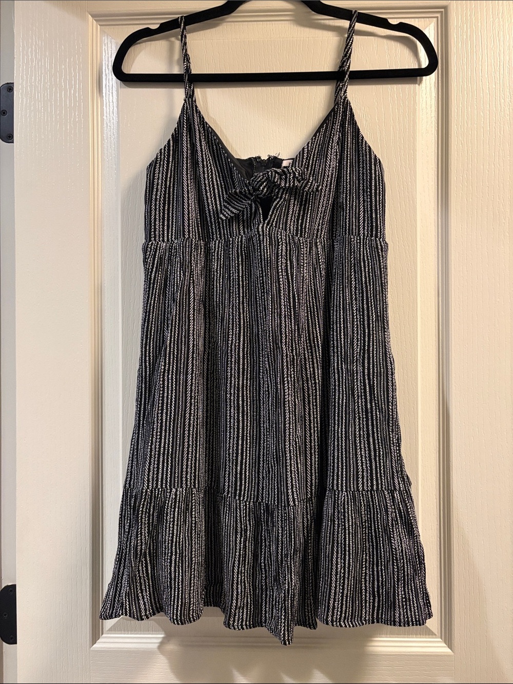 Black & White Striped Tie-Front Mini Dress